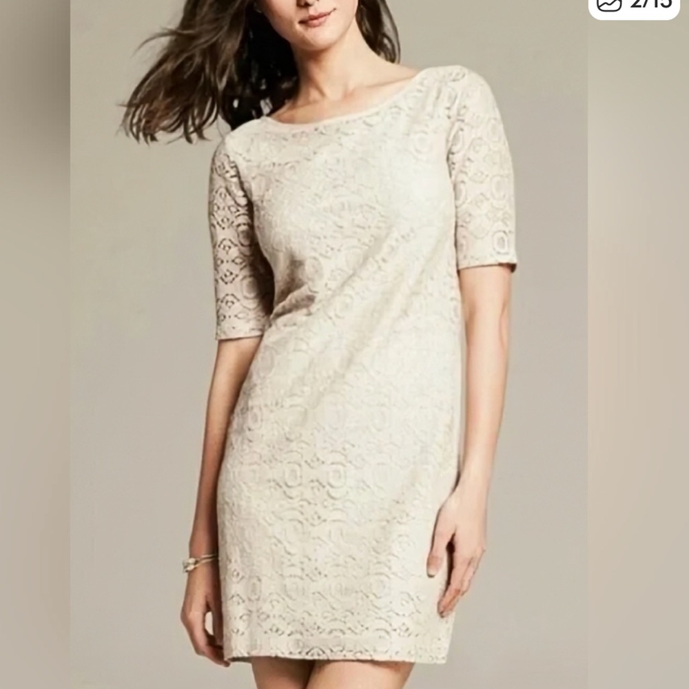 Banana Republic Cream Lace Mini Dress